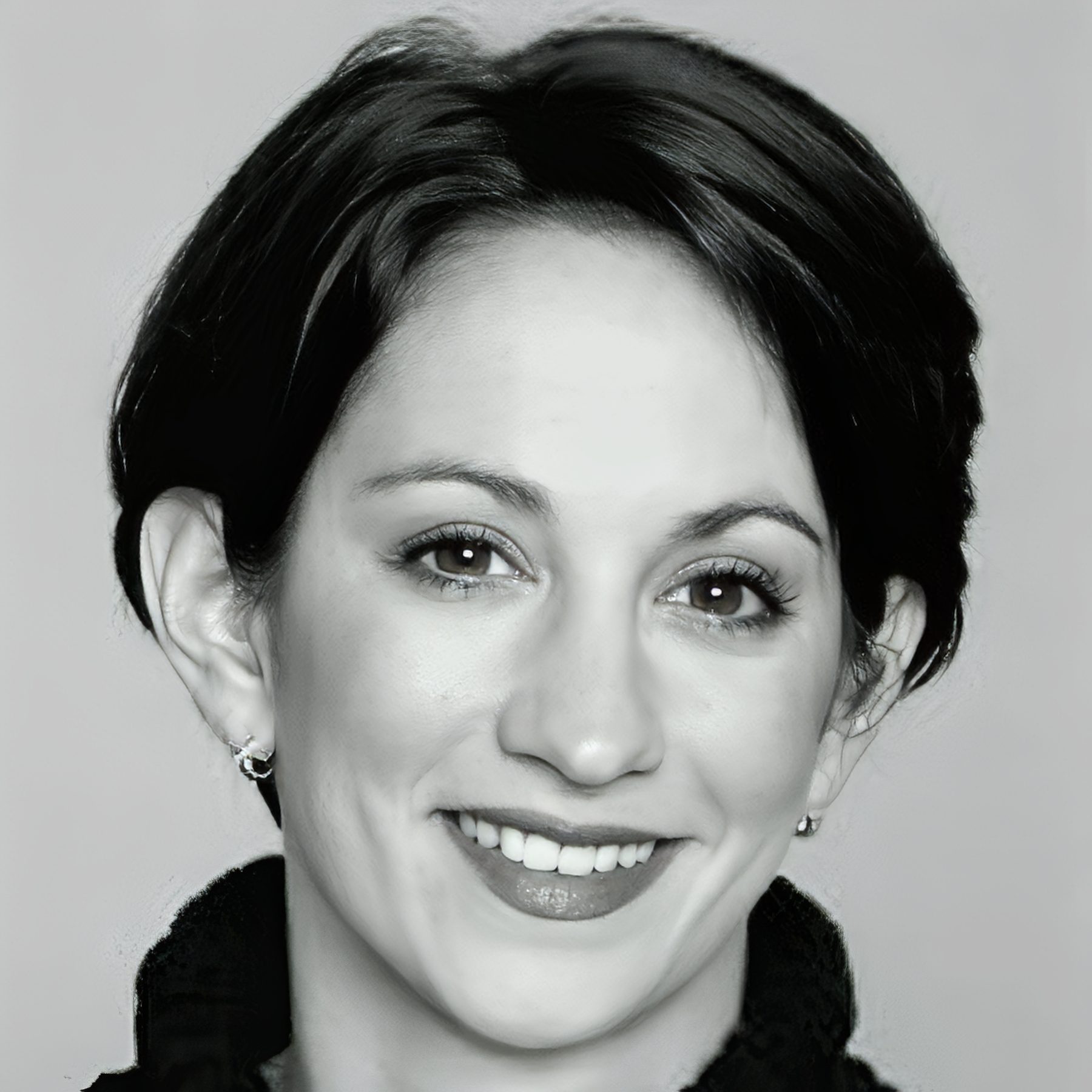 Smiling woman with short dark hair