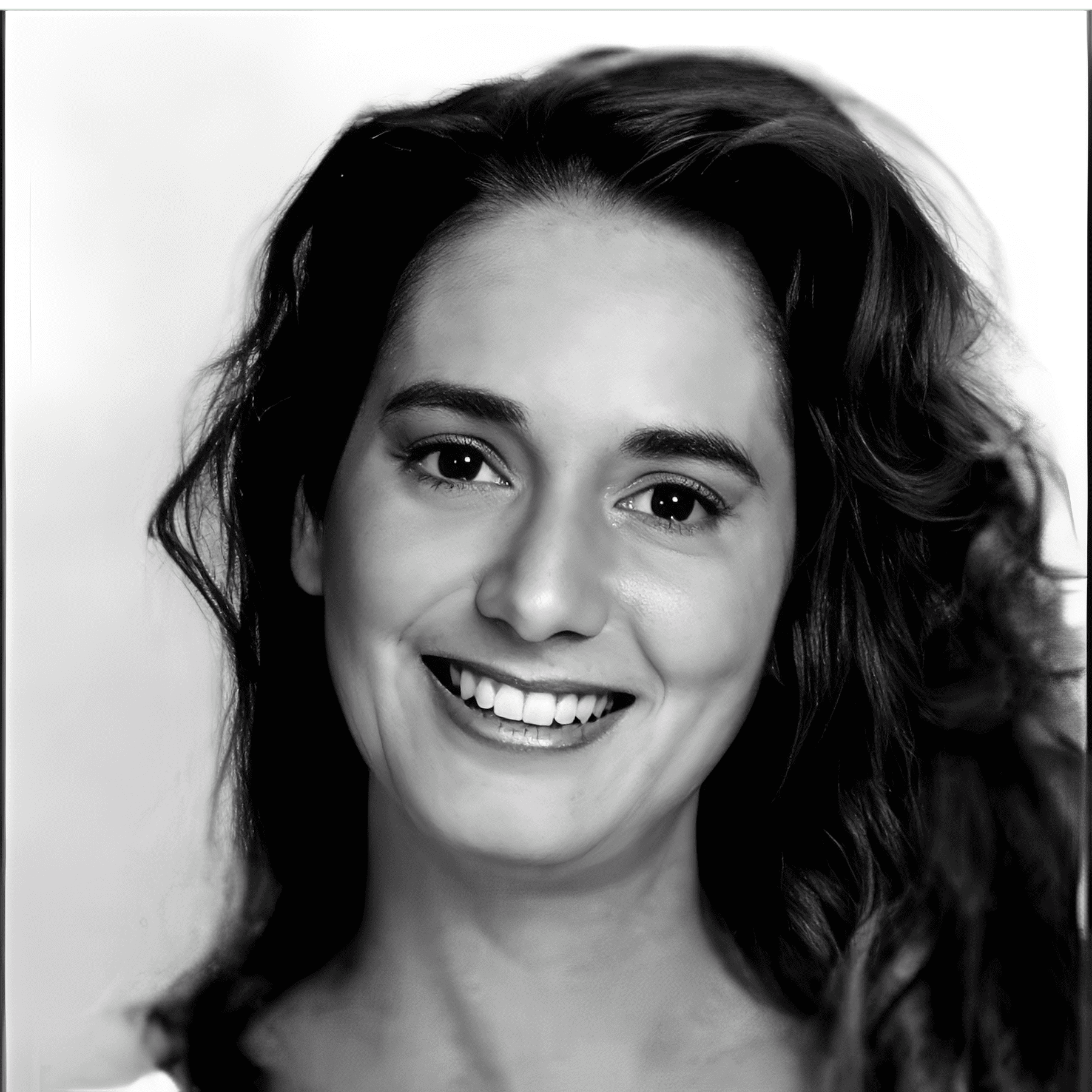 Smiling woman portrait with long wavy hair